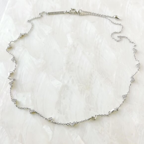 Kendra Scott • Haven Heart Silver White Crystal Strand Necklace - Picture 2 of 3